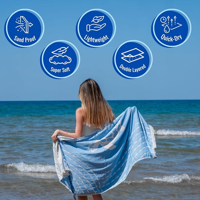 Turkish Beach Towel - 100% Organic Cotton - Soft, Quick-Dry, Sand Proof, Prewashed - Lightweight & Oversized for Beach, Pool, Yoga, Bath, Travel, Gym, Throw - Sienna (Brown)