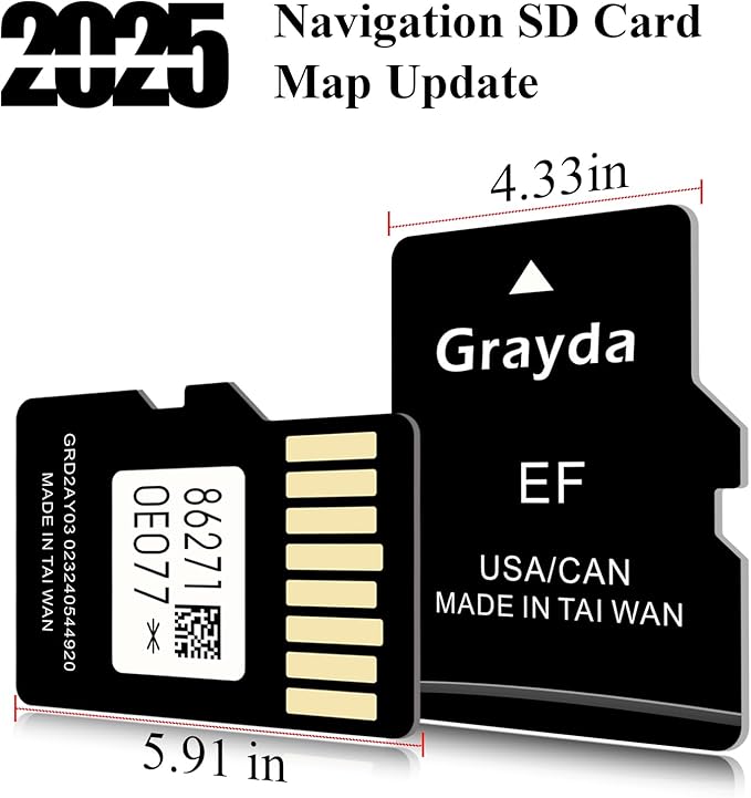 Grayda 2025 Latest Navigation SD Card Map Update 86271-0E077,GPS Map Card Compatible with Toyota Tacoma, Highlander,RAV4,Tundra,Camry,4Runner,Sienna,Avalon,Prius,Venza,Mirai,Corolla|USA/Canada