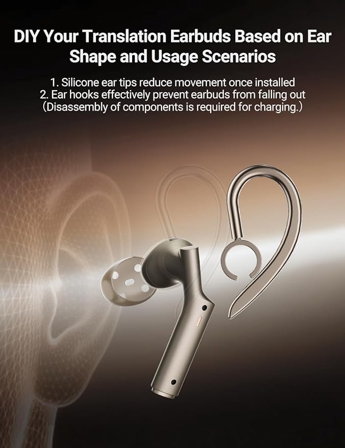 Timekettle W4 Translation Earbuds,for Global Business & Relationships,Bone-Voiceprint Sensor for Clear Voice in Noise, AI Auto-Correction,Protected Privacy with GDPR,Instant Setup via iOS/Android APP