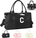 Initial Travel Duffel Bag Sports Gym Bag for Boys Teen Birthday Gifts,Black Personalized Weekender Bag Carry On Tote Bags for Men,Waterproof Overnight Luggage Bag Airplane Travel Essentials(Letter C)