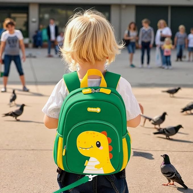 Padgene Toddler Harness Backpacks Safety Leash Kids Anti Lost Kindergarten Preschool Backpack Neoprene Lightweight Animal Schoolbag 3D Cartoon Dinasour Mini Travel Bag for Boys Girls