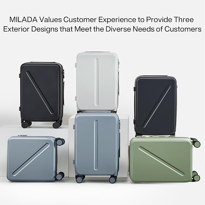 MILADA Underseat Carry On Luggage With Wheels 16 Inch Small Suitcase Underseat Carry On bag Mini Travel Luggage Personal Item Hard Case Luggage TSA Approved Luggage,Bamboo Green