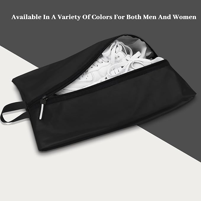 Shoe Bag Odor-Absorbing Water-Resistant, Travel Friendly Golf Shoe Bag with Zipper for Sports Ideal for Gym,Spikes,Golf,Tennis,Baseball(Black, 1-Pack)