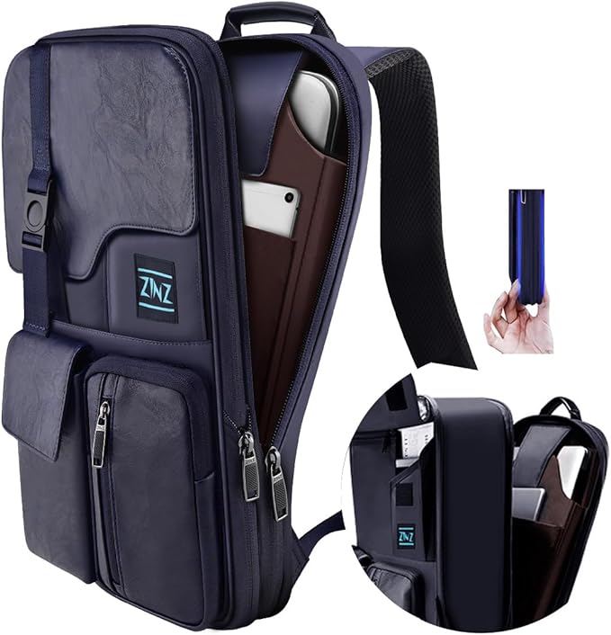 ZINZ Laptop Backpack 15 15.6 16 Inch, Expandable Computer Rucksack with Multi-Pockets Anti-Theft Travel Daypack for Men and Women,Blue