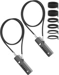 Combination Lock, 4-Digit Steel Cable Locks with Code, Locks for Lockers with 3 Lengths Cables for Bikes, File Cabinets, Wardrobes, Small Fences, Refrigerator Door (Gray-2pcs)