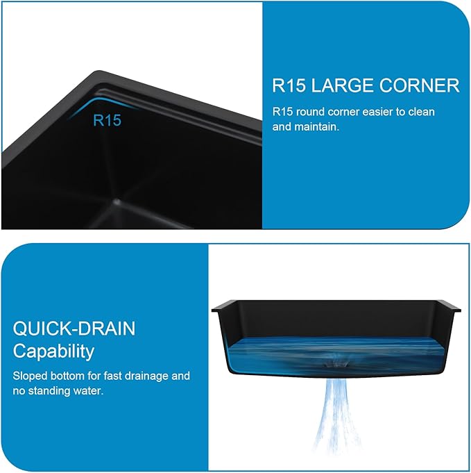 30 Granite Composite Kitchen Sink - Donsdey 30 Inch Black Kitchen Sink Undermount Granite Quartz Composite Ledge Workstation Matte Black Under Counter Single Bowl Sink Basin