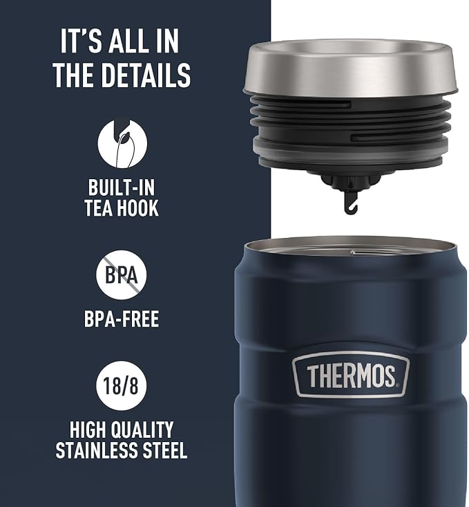 THERMOS Stainless King Vacuum-Insulated Travel Tumbler, 16 Ounce, Midnight Blue