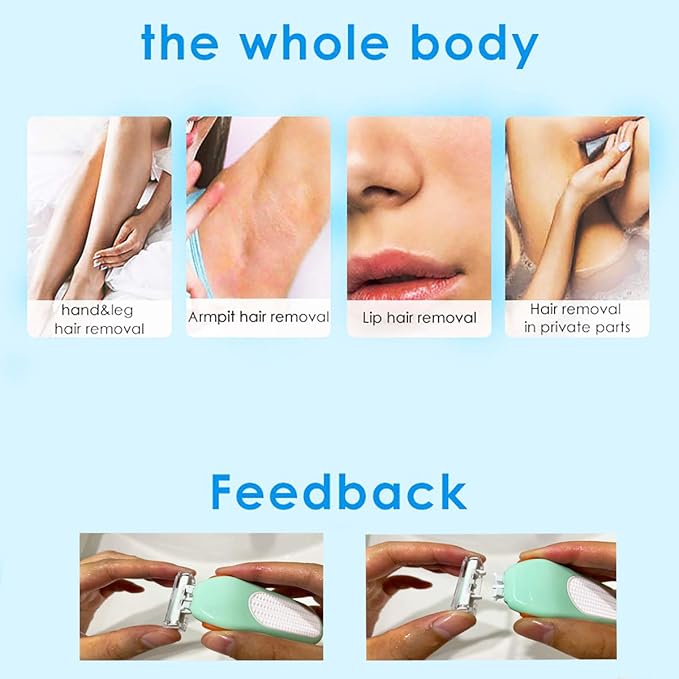 Domon dolly Razors for Women 6 Refills 3 Blades Shaver for Face Legs Bikini area, Comfort Glid, Green