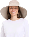 Solbari Women’s Ultra-Wide Cotton Linen Sun Hat UPF 50+, Packable, Adjustable with Ponytail Hole for Travel, Beach & Outdoors