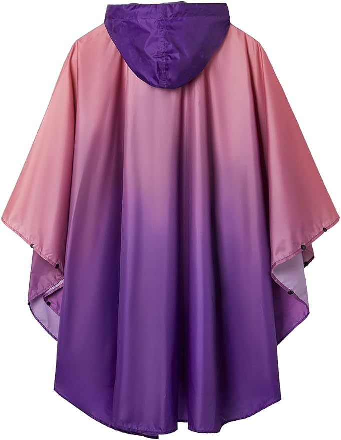 SaphiRose Rain Poncho Jacket Coat Hooded for Adults with Pockets