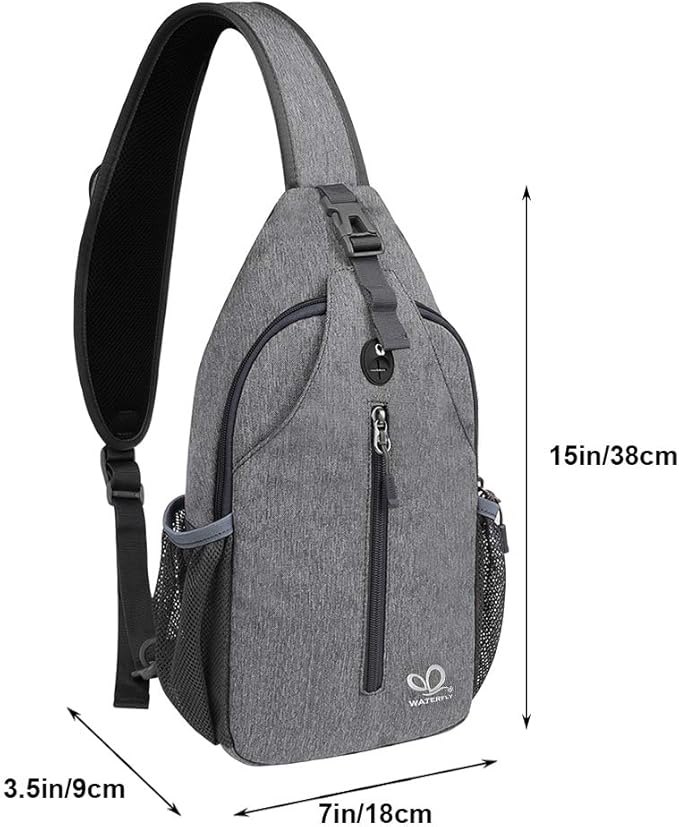 WATERFLY Crossbody Sling Backpack Sling Bag Travel Hiking Chest Bag Daypack