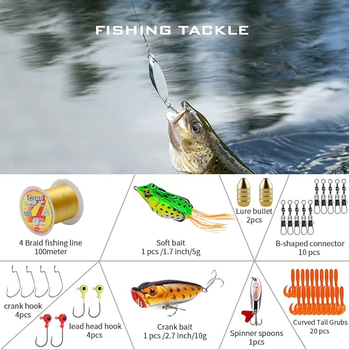 Collapsible Fishing Rod and Reel Combo, BalanZze Telescopic Fishing Rod with Spinning Reel, Portable Collapsible Fishing Pole Kit for Saltwater and Freshwater