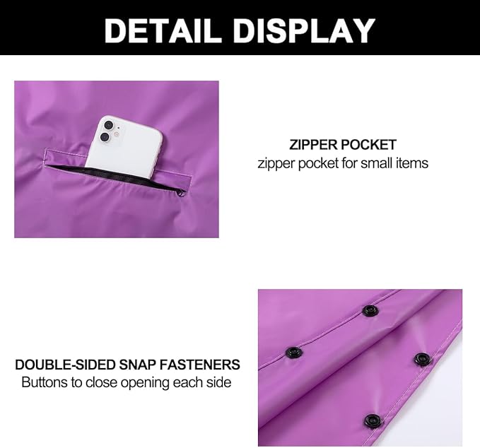 Rain Poncho Jacket Coat Hooded Zipper Style for Women/Men/Adult with Pocket