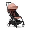 Stokke YOYO3 Stroller from 6 Months - Includes Black Frame/Ginger Seat Cushion + Canopy - Folds in & Out in a Flash - Light & Compact - Carry-On Compatible