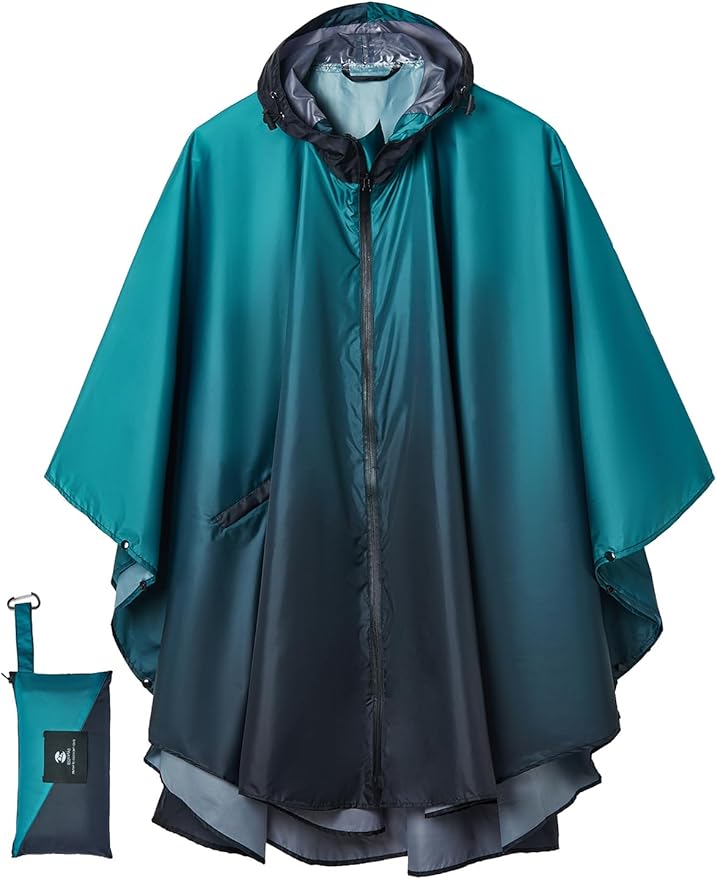 SaphiRose Rain Poncho Jacket Coat Hooded for Adults with Pockets