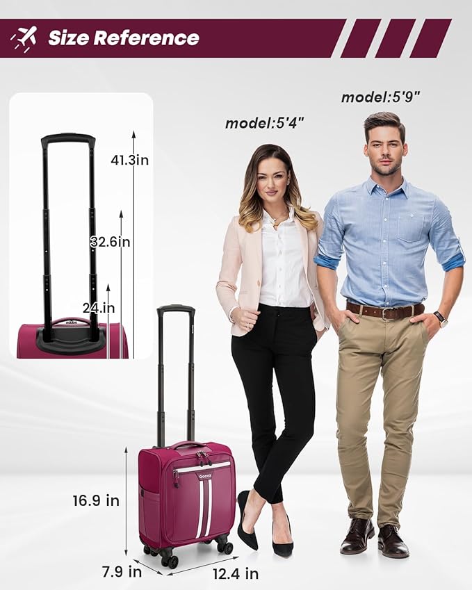 Gonex 16 inch Underseat Carry On Luggage with Spinner Wheels, Water Resistant PVC Wheeled Travel Bag Airline Approved, Softside Small Rolling Personal Item Suitcase for Men Women, Purple