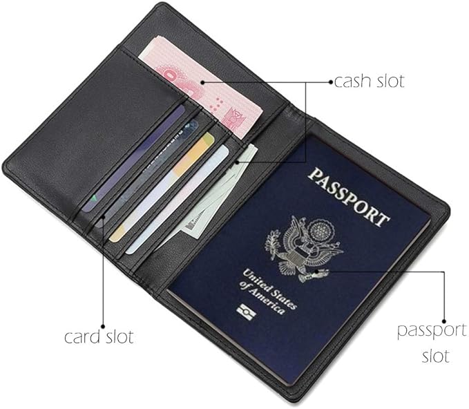 BAKUN Travel Wallet & Family Leather Passport Holder Cover RFID Blocking Travel Wallet, Leather Card Case, Travel Document Organizer Case(Red)