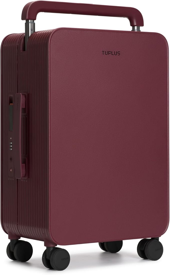 TUPLUS 20” Carry-On Hardside Luggage Lightweight ABS Travel Suitcase with Wide Handle Spinner Wheels TSA Combination Lock, Balance Series 2.0,Cranberry Red