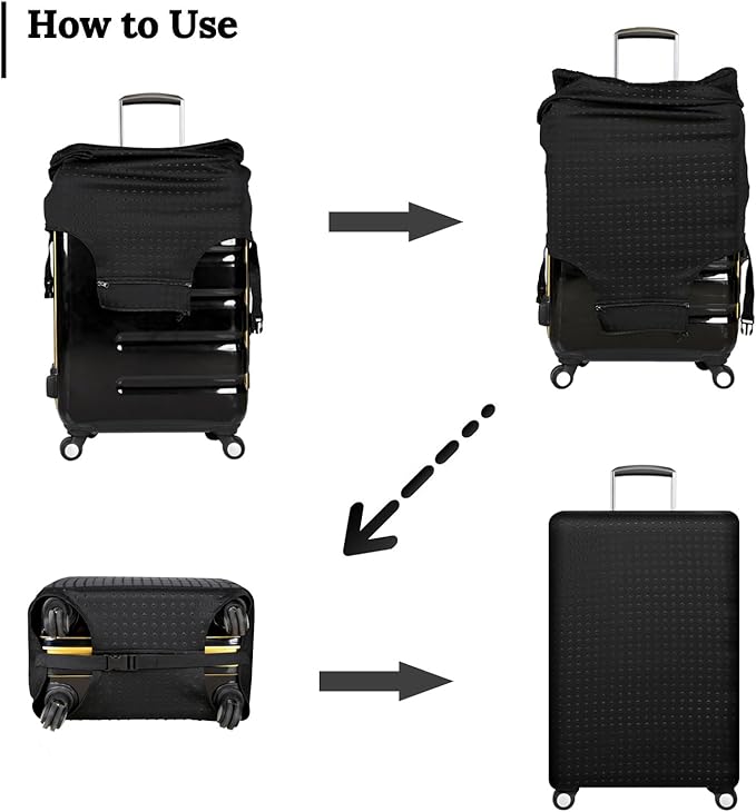 Luggage Cover, THome Protective Washable Suitcase Cover - Travel Elastic Spandex Suitcase Protector Fits 26 to 29 Inch Black
