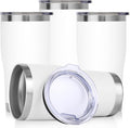 DOMICARE 20oz Tumbler with Lid Stainless Steel Tumblers Bulk, Double Wall Vacuum Insulated Coffee Travel Mug Powder Coated Tumbler, 4 Pack White