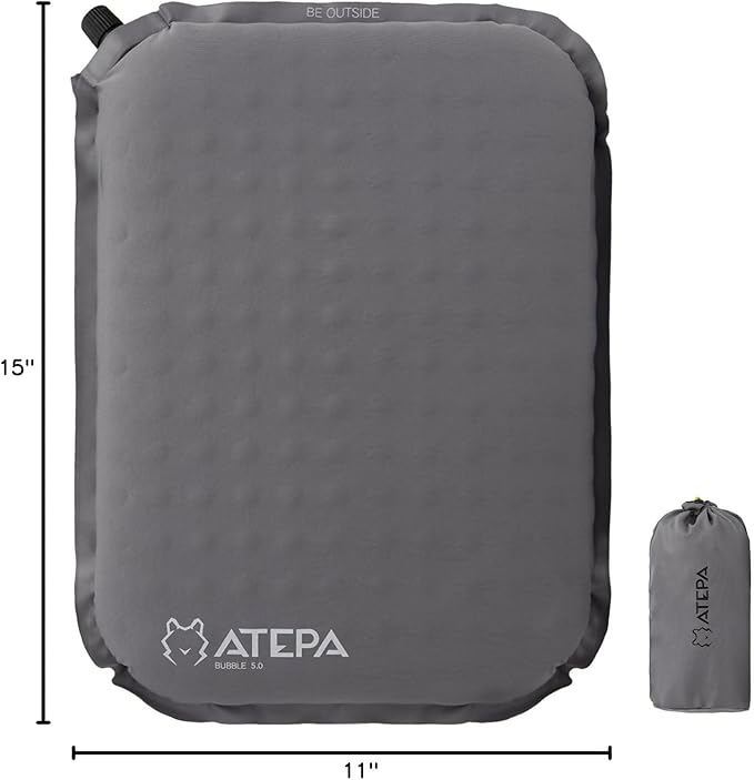 ATEPA Inflatable Stadium Seat Cushion, Self-Inflating Memory Foam Stadium Seats Bleacher Seat Chair Cushion Pad for Airplane Travel Backpacking Sports Events