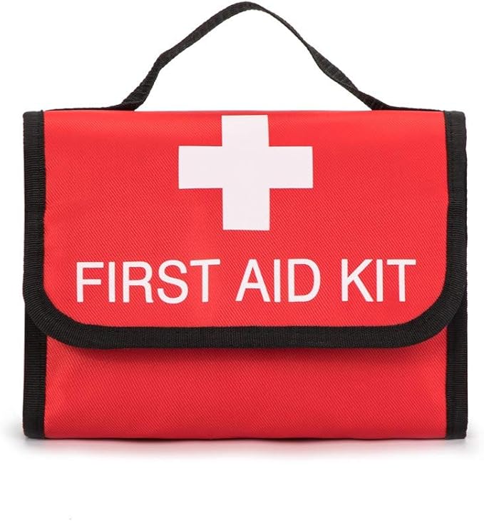 First Aid Bag Tote Empty Small First Aid Kit Bag Outdoor Travel Rescue Pouch First Responder Medicine Bag Pocket Container for Car Home Office Sport Outdoors (Red Foldable)