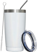 MEWAY 20oz Tumbler Double Wall Vacuum Insulated Travel Glitter Mug,Stainless Steel Tumblers with Lid and Straw, Powder Coated Coffee Cups for Woman (Rainbow White,1)