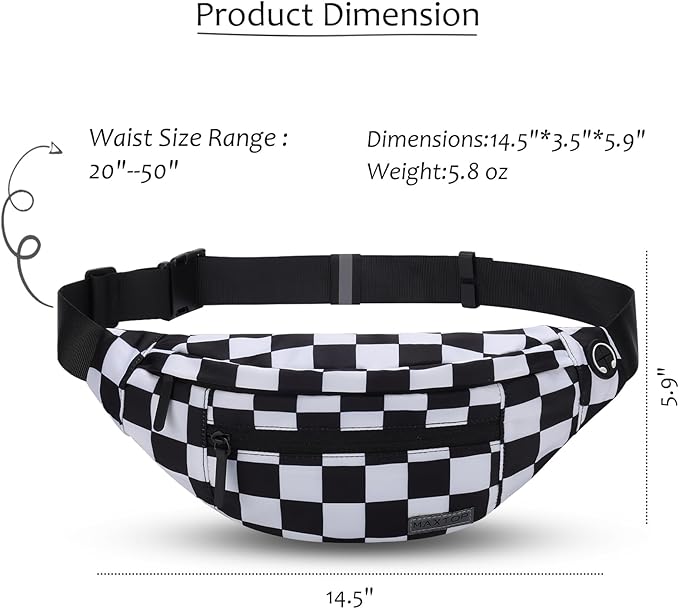 MAXTOP Large Crossbody Fanny Pack with 4-Zipper Pockets,Gifts for Enjoy Sports Festival Workout Traveling Running Casual Hands-Free Wallets Waist Pack Phone Bag Carrying All Phones