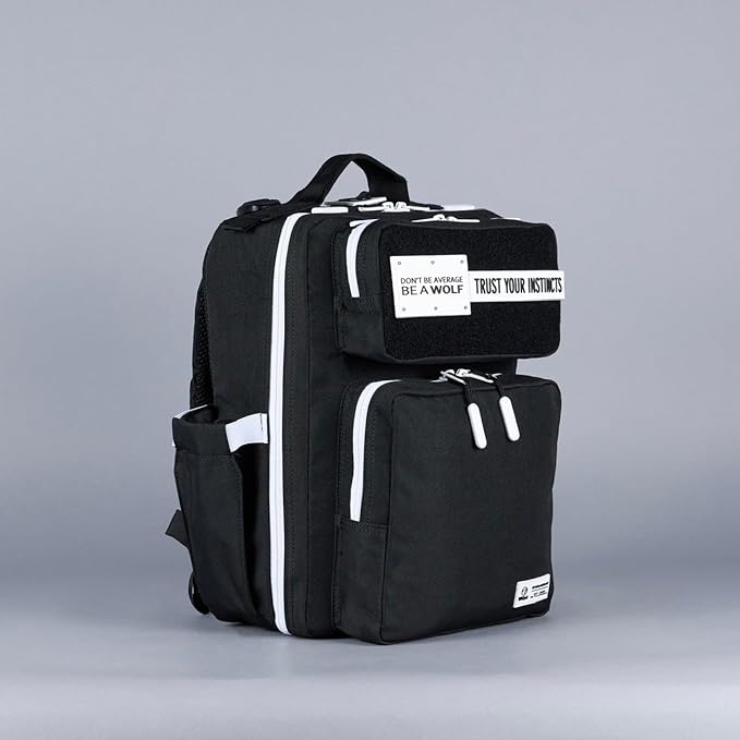 WOLFpak 15L Backpack - Alpha Black White Accents - Slim Everyday Carry Backpack for Men & Women, Water-Resistant Minimalist Daypack for Laptop & Travel