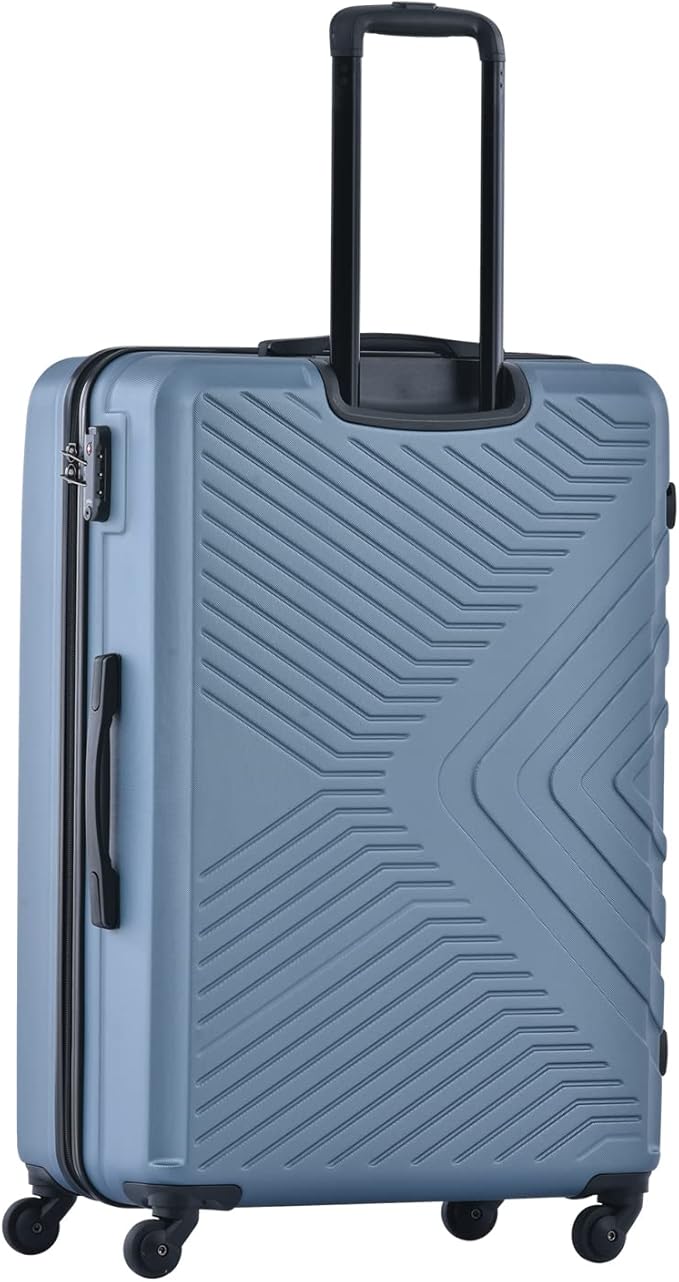 Campfun 3 Piece Luggage Sets, Hardshell ABS Luggage with TSA Lock, Carry On Suitcase Sets Lightweight Durable with 2 Hooks & Spinner Wheels, 20in/24in/28in - Light Blue(C)
