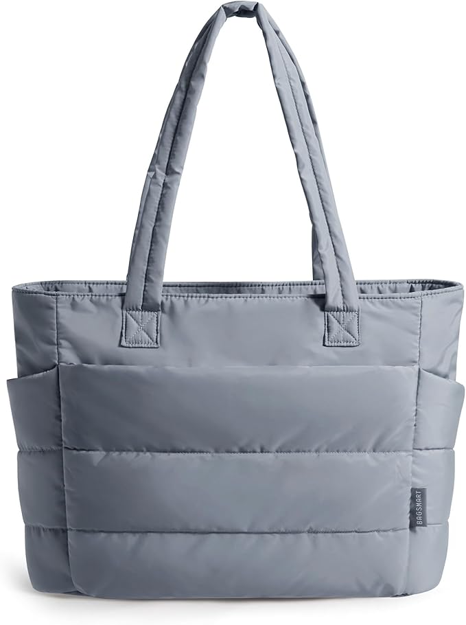BAGSMART Tote Bag for Women, Lightweight Puffy Tote Bag with Compartments Shoulder Bag Handbag for Travel, Work, Gym,