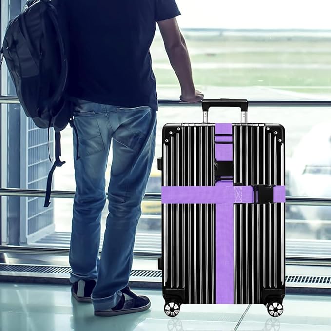 Luggage Straps for Suitcases TSA Approved-2 Pack Bright Personalized Luggage Belt Strap for Suitcase/Carry On Bag Luggage Accessories for Travel (Violet)
