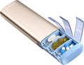 Vaydeer Metal Travel Pill Organizer, 7 Day Weekly Pill Box, Large Capacity Daily Cute Pill Case for Supplements, Pills, Vitamins and Medication (Small, Champagne)