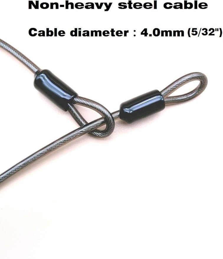 4mm Thick（5/32"） 7FT,15FT,30FT Braided Steel Coated Thin Security Cable Anti-Lost Steel Cable Luggage Lock Safety Cable Wire Double Loop (30FT)
