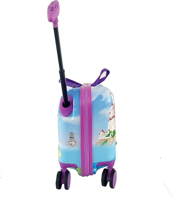Disney Princess Ride on Suitcase for Kids, 18'' Toddler Carry-On Luggage With Wheels, Cute Lightweight Kids Travel Suitcase Trolley