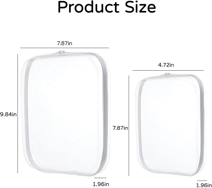 3PCS Zippered Transparent Cases for Snacks,Portable Waterproof Cosmetic Bag with Zipper,Clear Hard Shell Zipper Case for Cosmetic Storage, Putting Snacks, Pencil Case