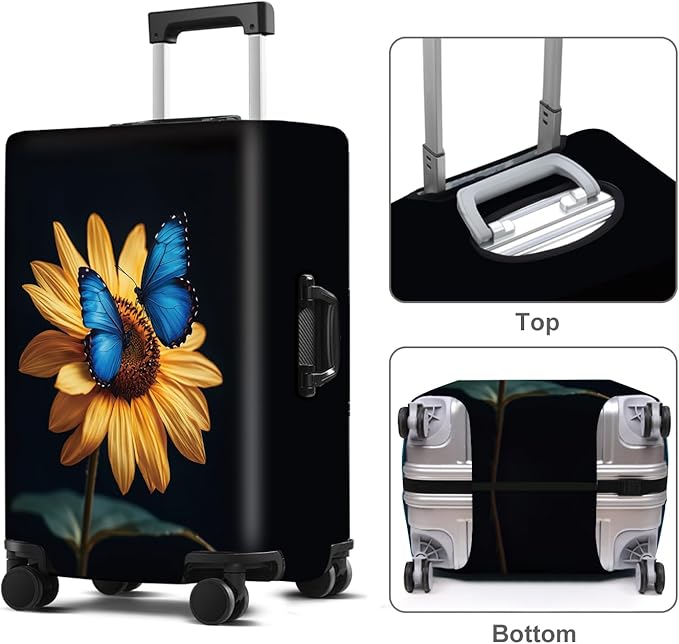Luggage Cover Washable Suitcase Protector Anti-scratch Suitcase cover Fits 20-34 Inch Luggage (Sunflower, S(20-22inch suitcase))