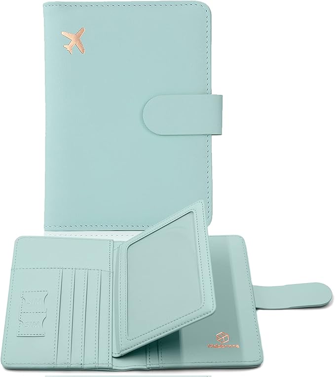 Melsbrinna Rfid Passport Holder for Travel women/Men, Cute Passport Wallet Rfid Blocking Card Slots, Rfid Passport Cover/CaseTravel Wallet, Passport Book Holder (1, Green1)