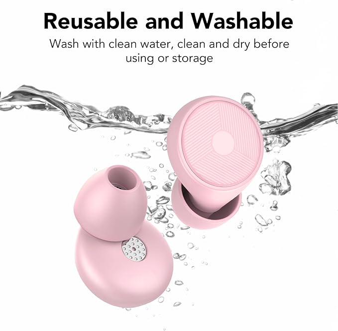Ear Plugs for Sleeping Noise Cancelling -45dB, Soft and Reusable Silicone Hearing Protection Earplugs with 8 Eartips and Carrying Case, for Sleeping, Concert, Working, Studying, Traveling (Pink)