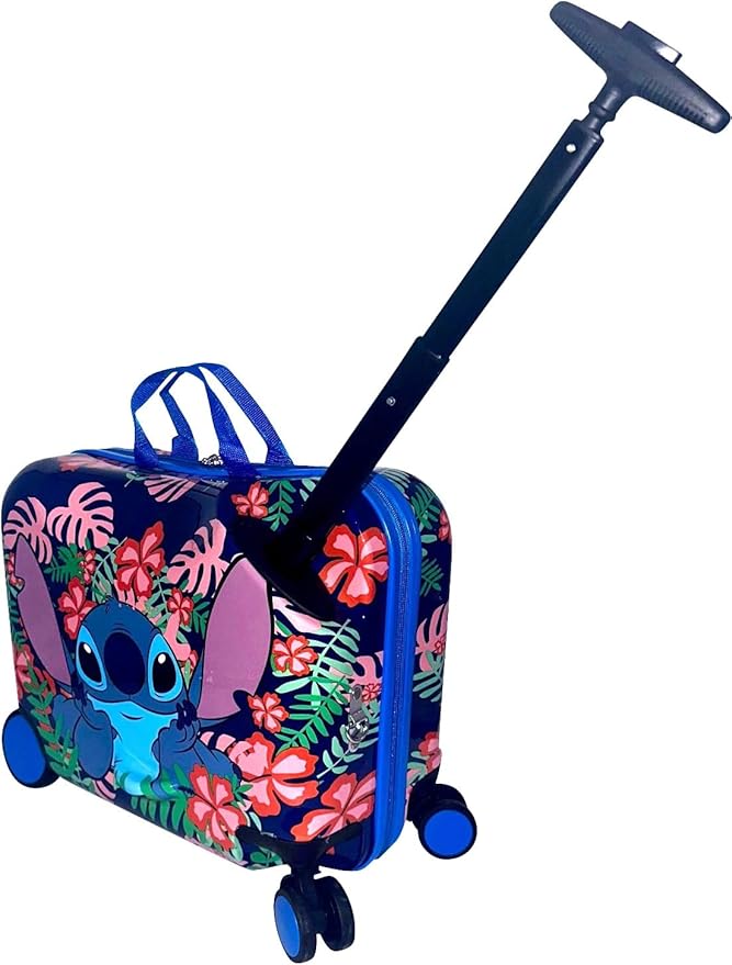 Fast Forward Ride-On 18" Suitcase For Kids/Tow-Along Toddler Carry-On Luggage With Wheels (Stitch)