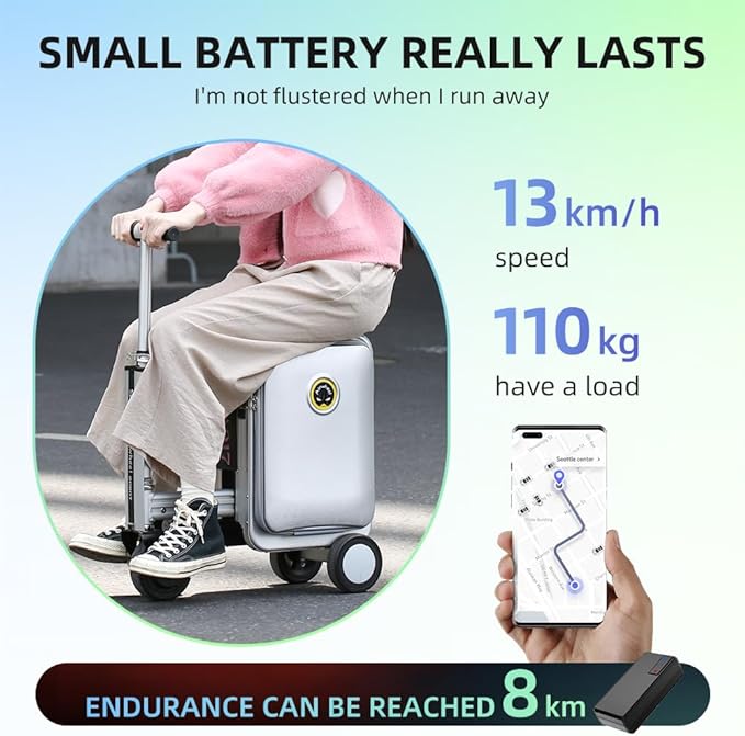 Airwheel SE3S Smart Rideable Suitcase Electric Luggage Scooter For Travel (silver)