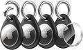 UNBREAKcable Holder for Apple AirTag [Fit Tightly Design] [Easy to Install] [Hold Air Tag Securely] Waterproof TPU Shell Case with All Metal Keychain Key Ring Clip, 4 Pack, Black
