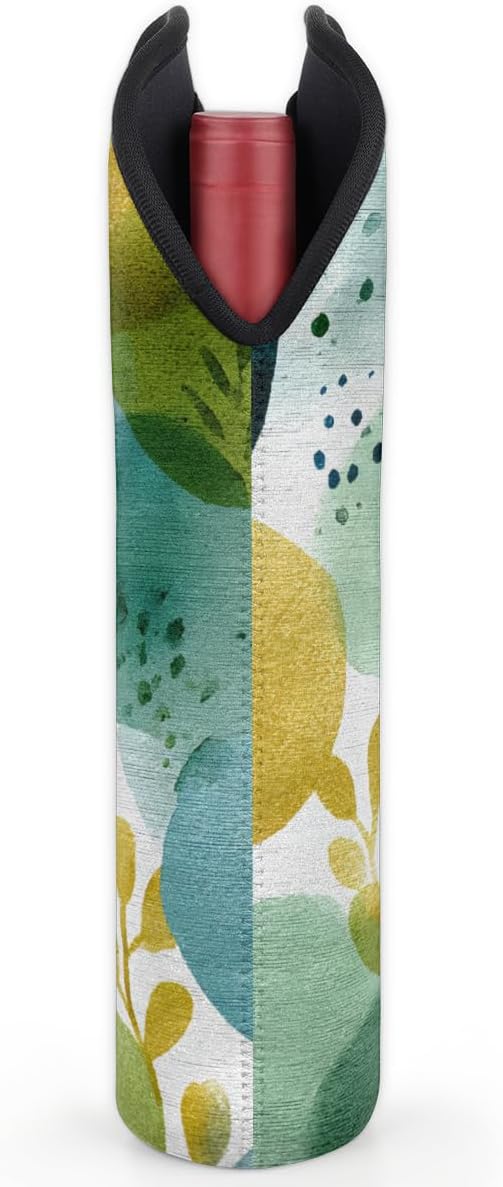 Neoprene Wine Tote, Bottle Carrier Gag Insulating Neoprene Thicker, Insulated Wine Bag for Travel Holds Two Bottles, Bottle Carrier Bags Protect the Bottles, Green Dots