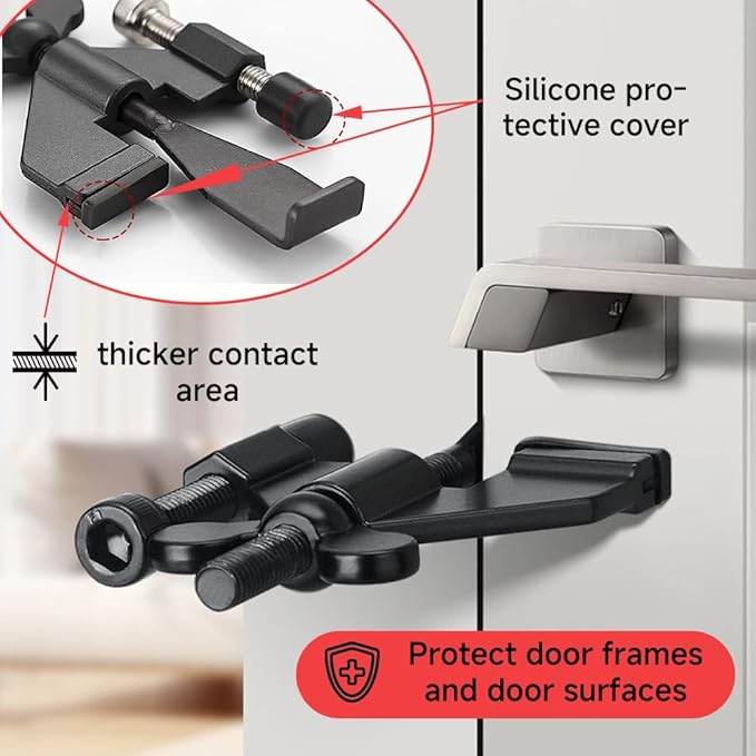 Portable Alarm Door Stopper for Additional Safety in Hotel,Apartment and Bedroom,Removable Bottom Door Jammer Device,Anti Theft Extra Security Lock Kit for Travel. (Alarm Stopper&Lock)