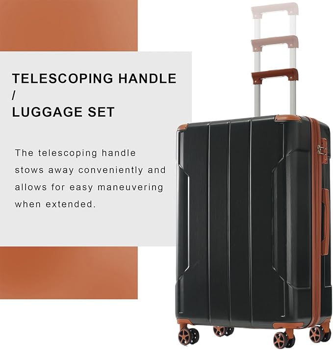 Merax 24 Inch Expandable Checked Luggage, Hardshell ABS Medium Suitcase with Spinner Wheels, TSA Lock, Lightweight Travel Suitcase for Long Trips and Vacations