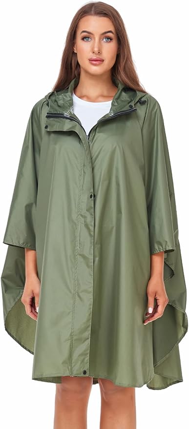 SaphiRose Unisex Rain Poncho Hooded Waterproof Raincoat for Adults Women