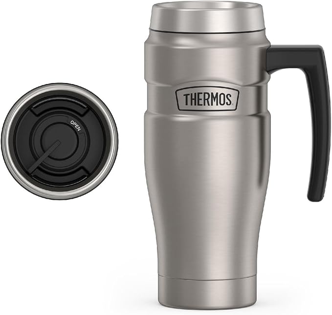 THERMOS Stainless King Vacuum-Insulated Travel Mug, 16 Ounce, Matte Stainless Steel