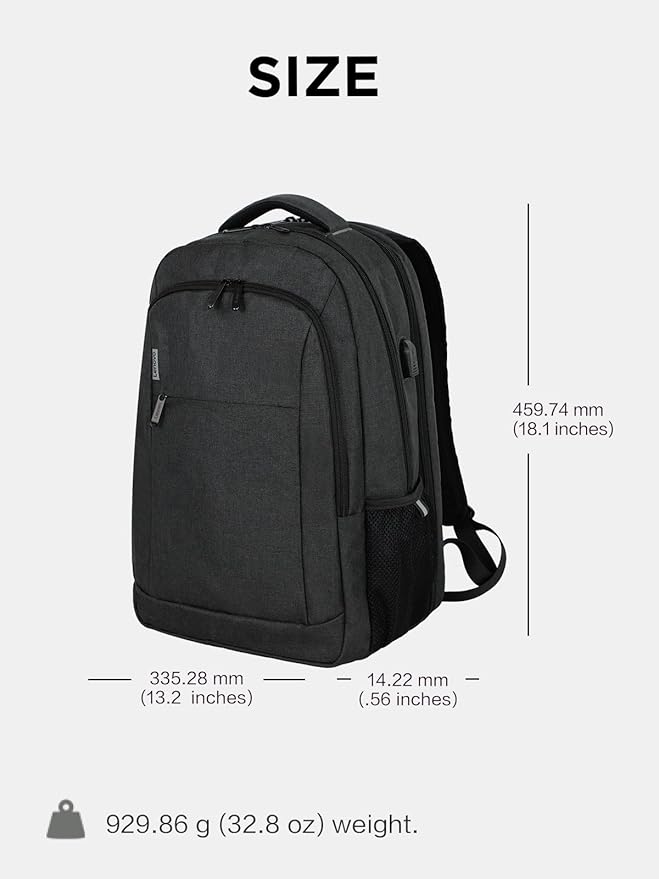 Lenovo B325 Laptop Backpack, 35L, Anti-Theft Travel Backpack, External USB Port, Water-Resistant, Luggage Strap, Fits 16-Inch Laptops, Durable Work & Commute Bag for Men & Women, Gifts for Travelers