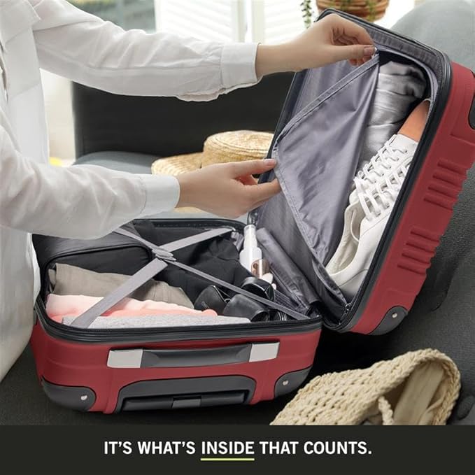 Kenneth Cole REACTION Out of Bounds Lightweight Hardshell 4-Wheel Spinner Luggage, Scarlet Red, 2-Piece Set (20" & 28")