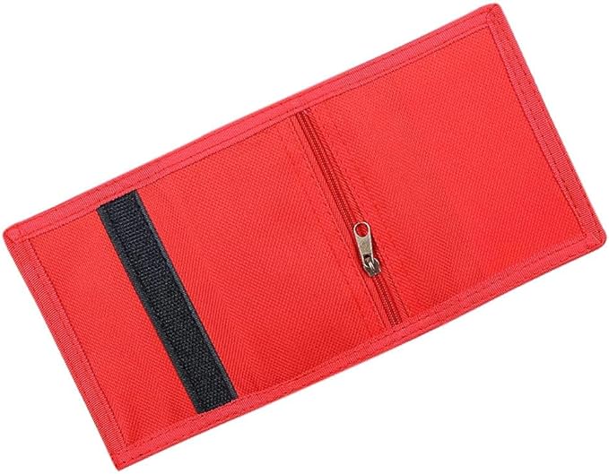 NEICY RFID Blocking Canvas Wallet for Men and Women - Camo Trifold Outdoor Sports Wallets with Magic Sticker for Teen Kids (Red)